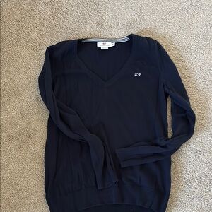 Blue V-Neck Sweater with Classic Design
